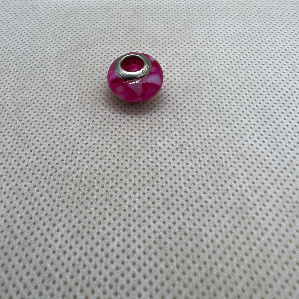 Pink Marbled Charm for Pandora Bracelets Sterling Silver New Great Condition